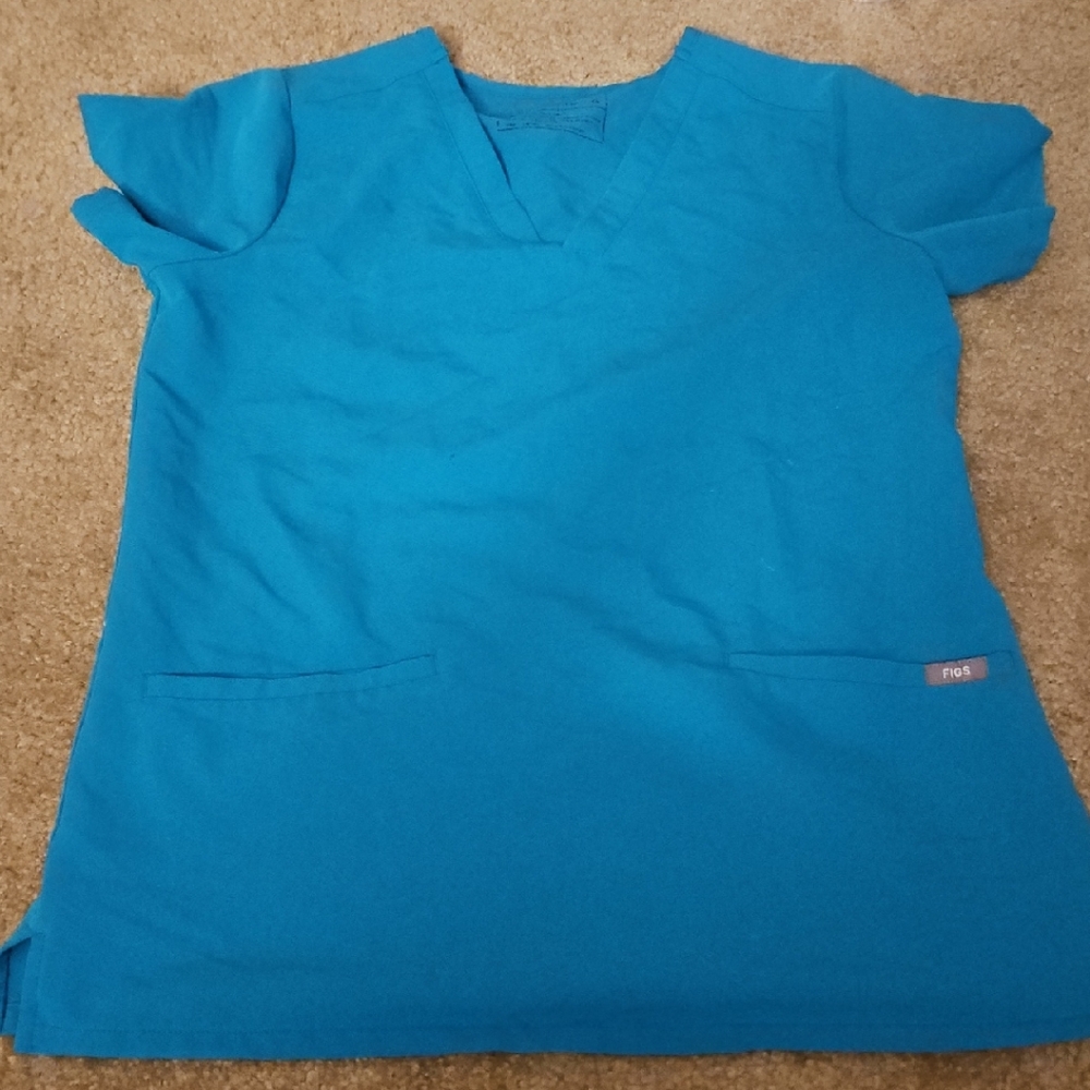 Figs Casma Scrub Top Teal XS
